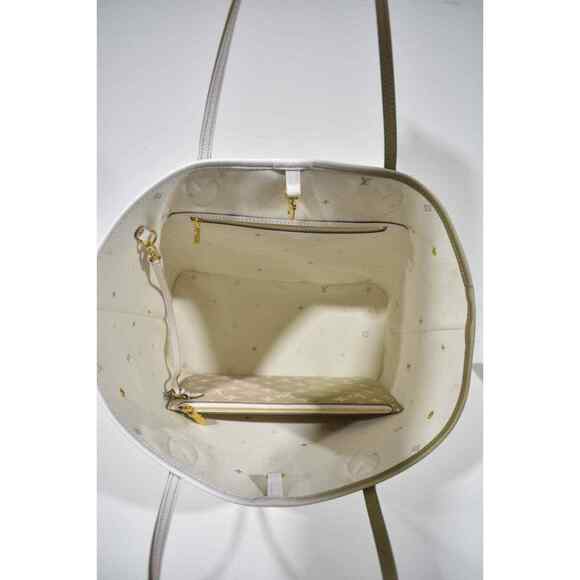 Louis Vuitton Neverfull MM Sunset Kaki Green Beige Tote Top Handle Shoulder Bag - Picture 10 of 12